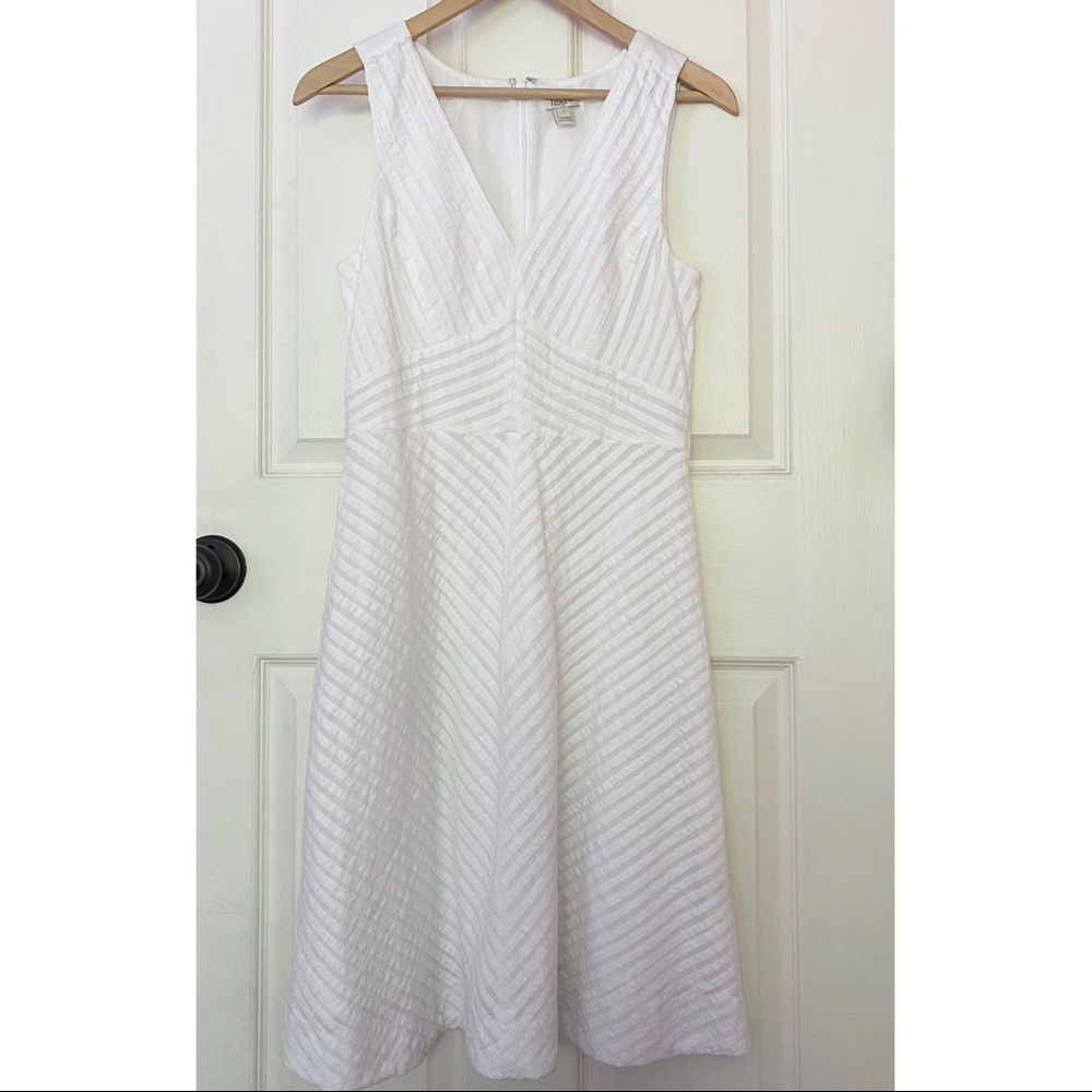 JCrew White V-neck Cotton Summer A-line Dress Sz 4